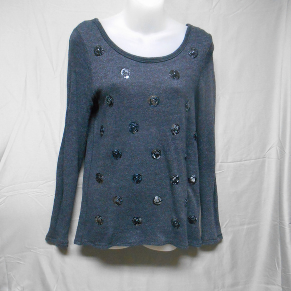 Aerie charcoal gray sequins long sleeve sweater S - Picture 1 of 3